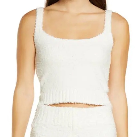 SKIMS Tops - SKIMS Cream Fuzzy Crop Top